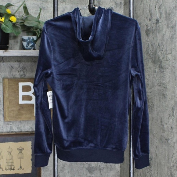 NWT Inc International Concepts Full Zip Velour Skip Hoodie S Basic Navy Blue - Picture 3 of 8